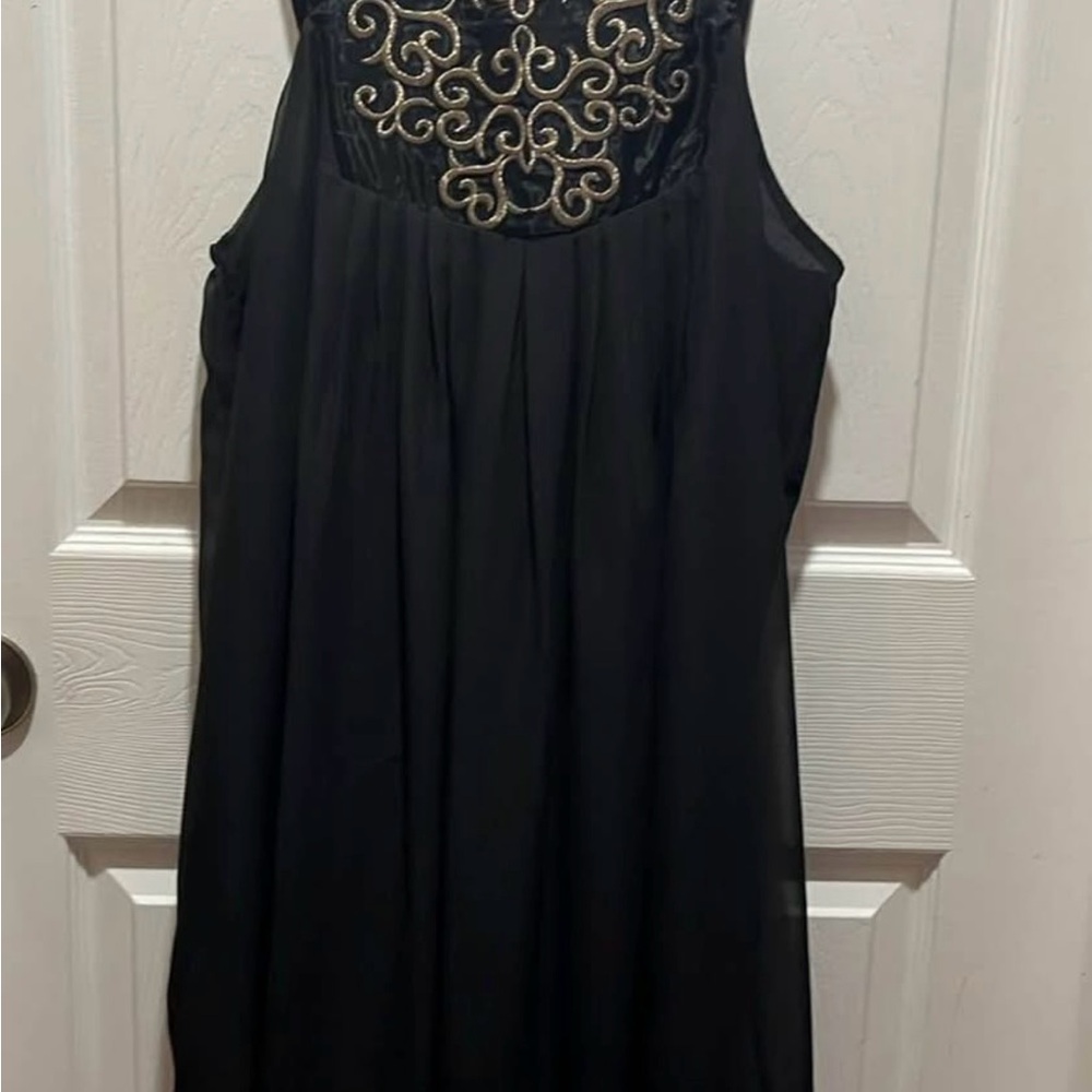 Black Dress with Gold Embroidery